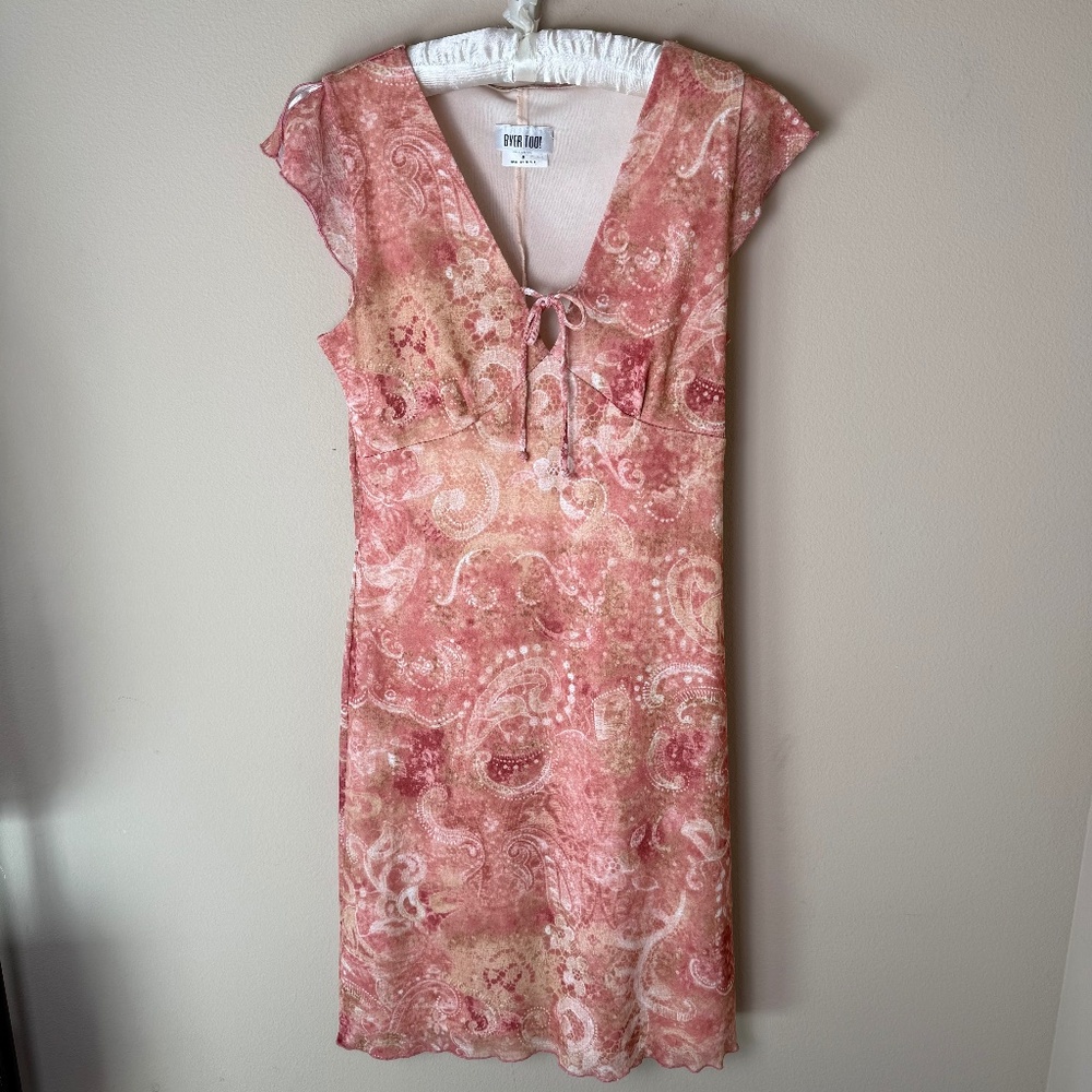 Vintage Byer Too Dress Medium Romantic Fairy Whimsigoth Rose Pink Coquette Y2K